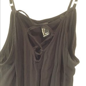 Drawstring tank top, black, lightly worn